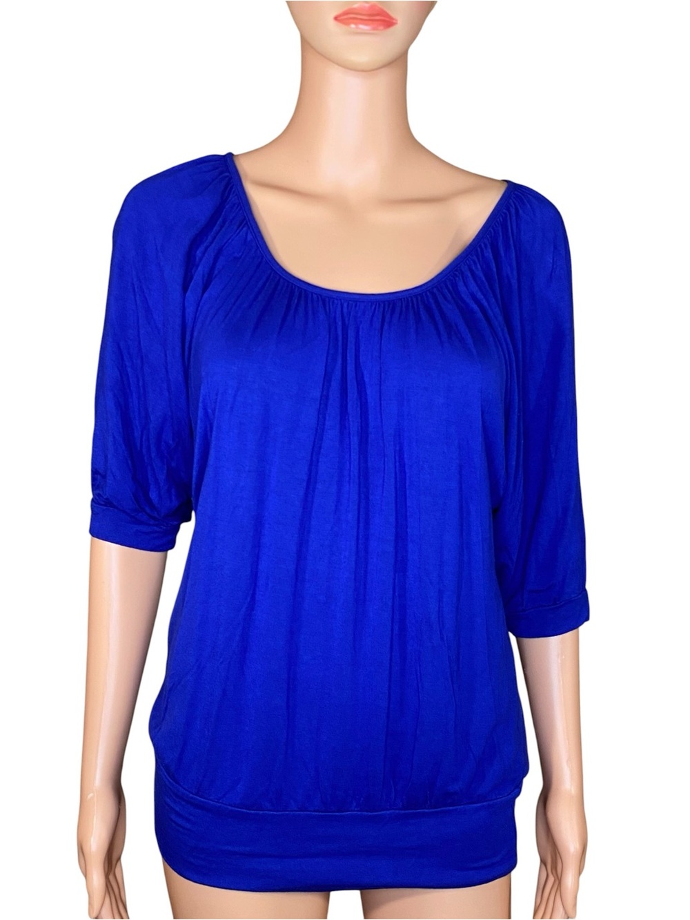 Dante Malan Relaxed Tunic Top Royal Blue Scoop Neck Flowy Material Lightweight M